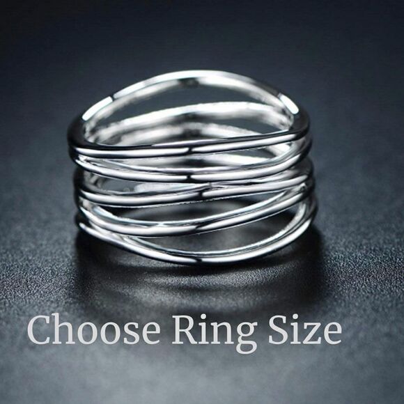 NEW Silver Wire Wrapped Statement Ring - Picture 1 of 4